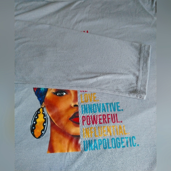BLOOM COUTURE GRAY TEE DRESS WOMEN'S MISSES L AFRICAN AMERICAN WOMAN STRONG LOVE - Picture 6 of 10